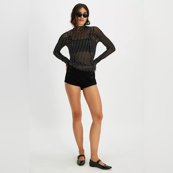 Free People Charlie Printed Mesh Top in Luna Dot Long Sleeve Size Small EUC - Picture 3 of 11